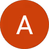 White letter A centered on a solid rust-red circular background.